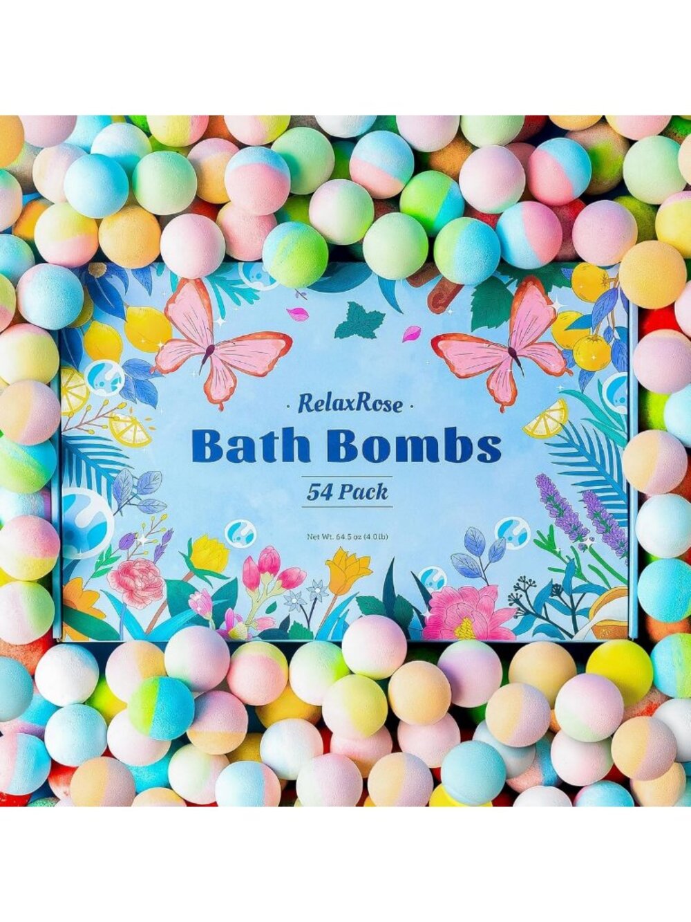 54 Bath Bombs Bulk Pack | Fizzy Relaxation Gift Set for Mother's Day, Spa